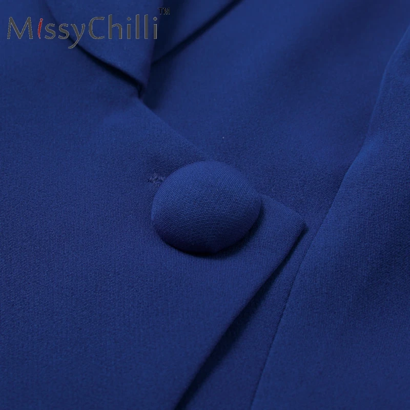 Женский однобортный Блейзер MissyChilli синий пиджак с глубоким v-образным вырезом