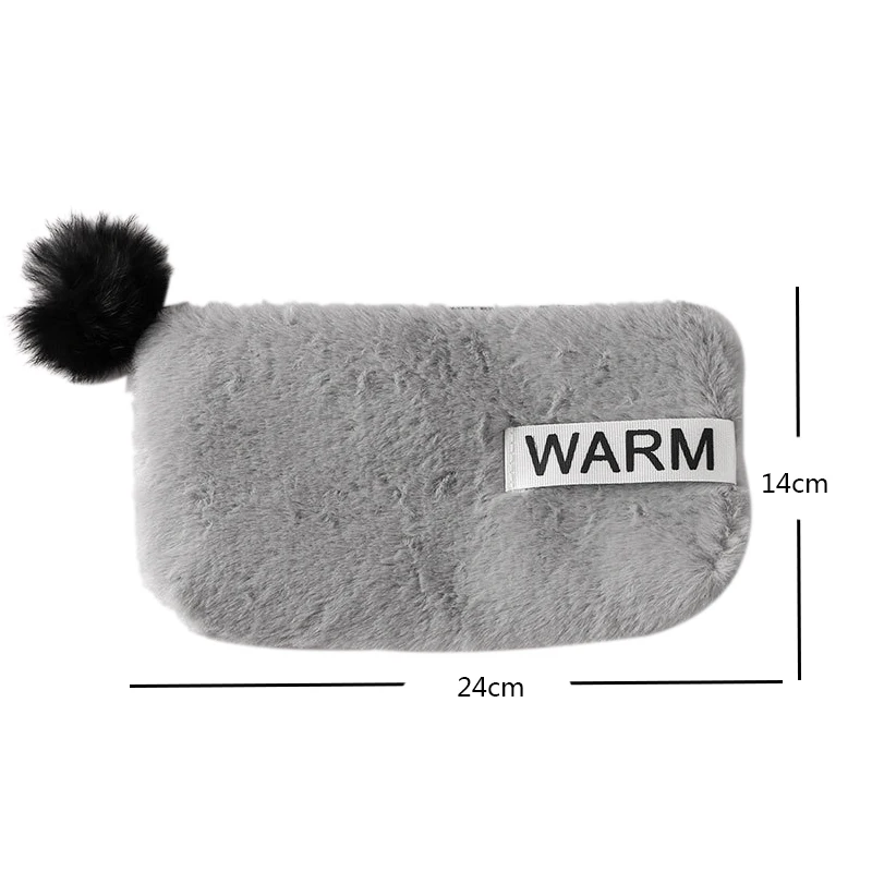 1 Pc Plush Pencil Bag Winter Warm Fur Furry Candy Color Cases With Hairball Zipper For Student School Office Supply | Канцтовары для
