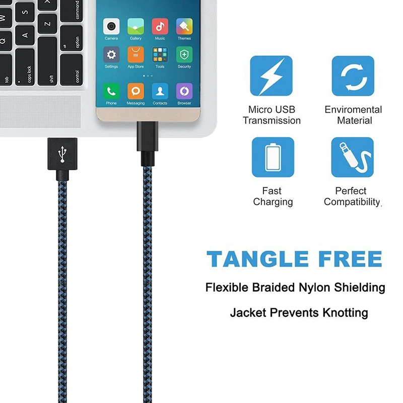 10 шт Suntaiho Micro usb 2.4A нейлоновый кабель для быстрой зарядки USB samsung Xiaomi Android Phone android |