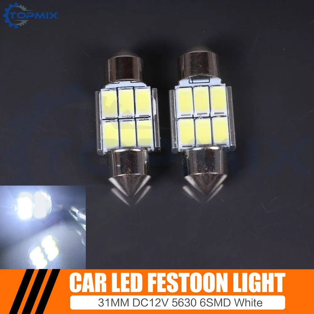 

2Pcs Canbus Error Free White 31mm 6SMD 5730 5630 LED Festoon Lights Bulbs for Interior License Plate Lights