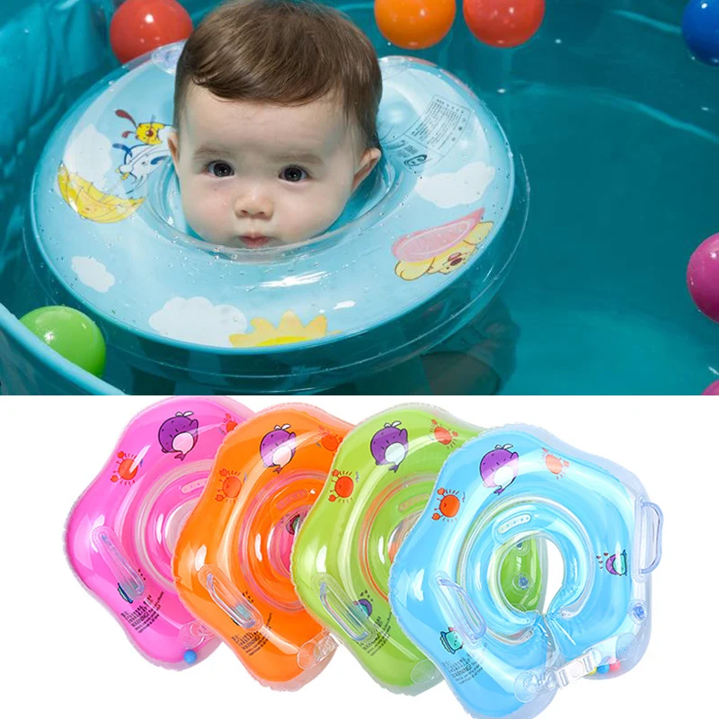 

Swimming Neck Donut Pool Floats PVC For Baby Swim Life Buoy Cycle Swim Tube Ring Float With Gripper for 1-18 Months Infant