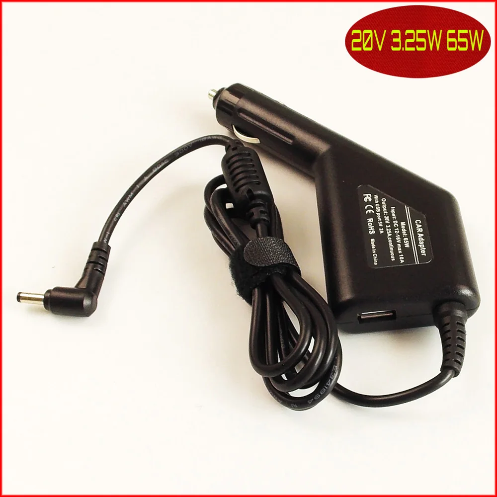 Ноутбук DC Power автомобильное зарядное устройство 20V 3.25A + USB для Lenovo Ideapad 310-15IAP 80TT