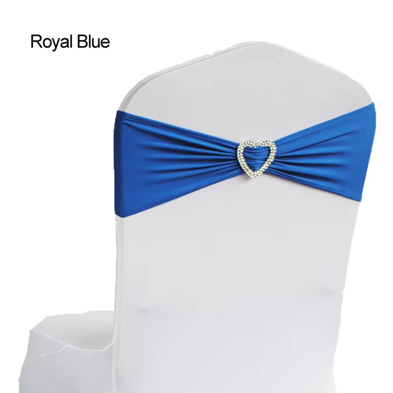 Royal blue 50 шт спандекс лайкра чехол для свадебного стула широкие пояса-кушаки Свадебная вечеринка стул именинника Декор ярко-синий красный черный белый розовый фиолетовый - Цвет: Royal blue