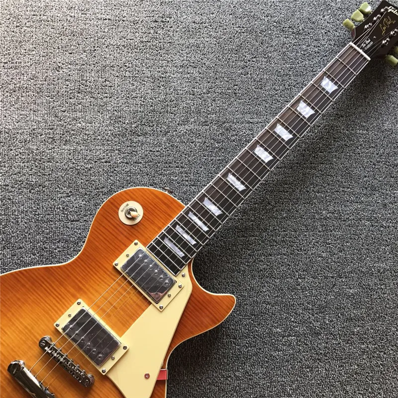 Hot sales yellow color electric guitar with rosewood fingerboard and tiger flame | Спорт и развлечения