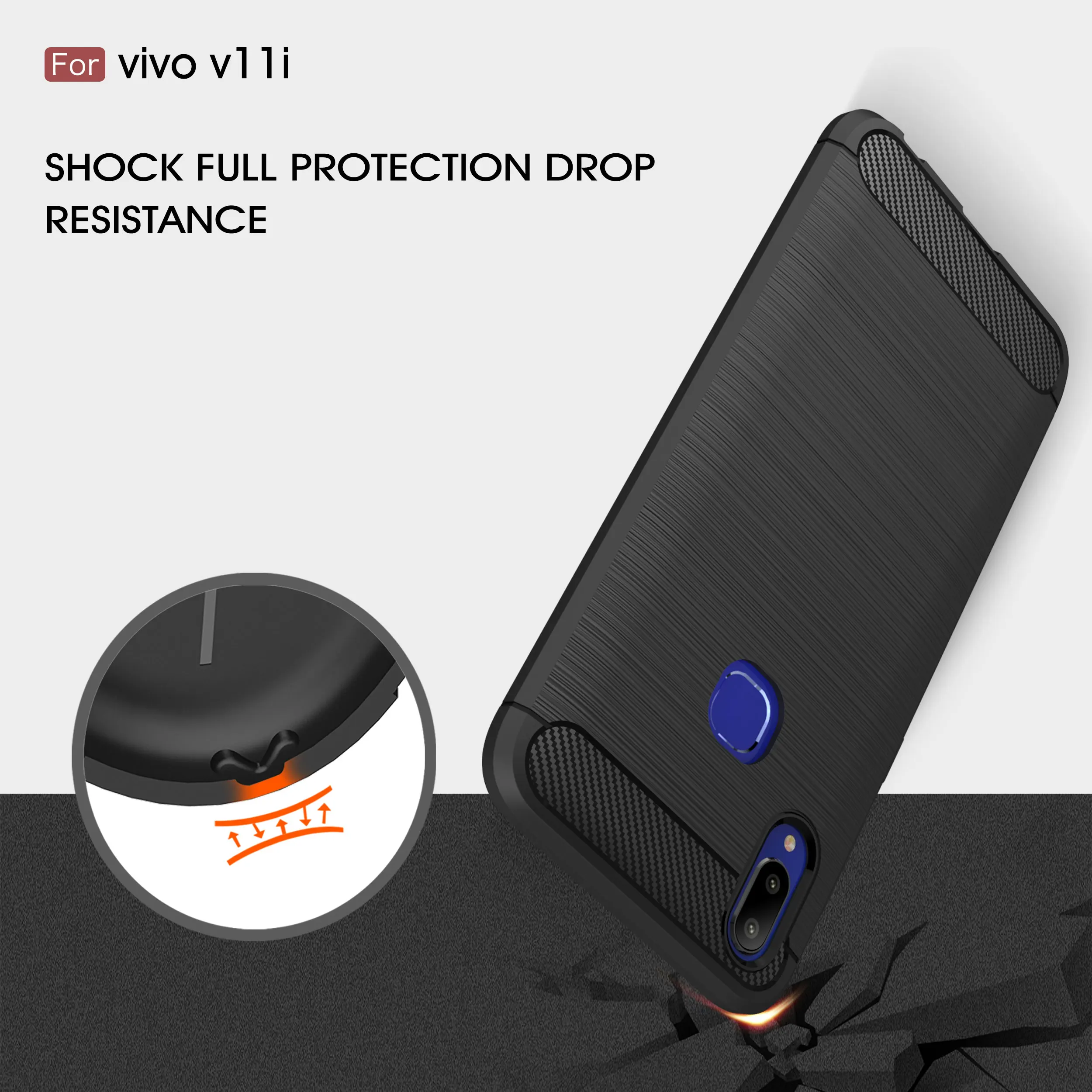 BSNOVT For Vivo V11i Case V 11 i Cover Shockproof Silicone Brushed Bumper Back Phone Fundas 6.3&quot |