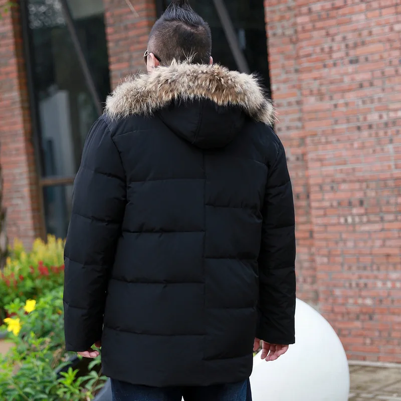 

Men's Large size 9XL 10XL Stand Collar Hooded with Large Fur Collar coat can be Detached Cap Thick Men's clothing for 170kg