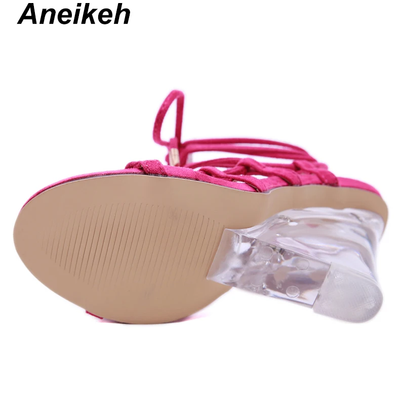 Aneikeh/ г.; босоножки с пряжкой на щиколотке на прозрачном каблуке; женская обувь; босоножки на высоком каблуке с открытым носком; летние вечерние туфли-лодочки