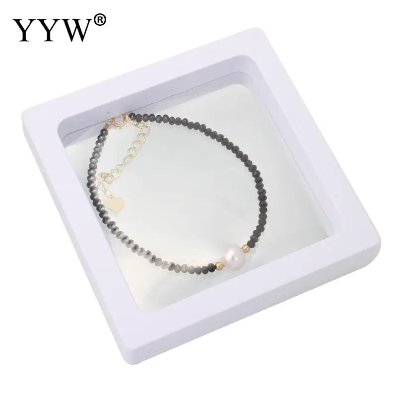 

YYW Natural Real White Freshwater Cultured Pearl Bracelet Jewelry Silver Color Plated Crystal Beaded Charm Pearl Bracelets Women