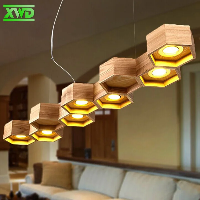 Современный деревянный подвесной светильник в виде сот