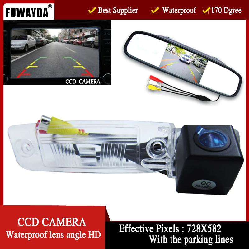 

FUWAYDA Waterproof CCD Car Rear View Camera backup for KIA SPORTAGE R 2010-2014,with 4.3 Inch Rear view parking Mirror Monitor