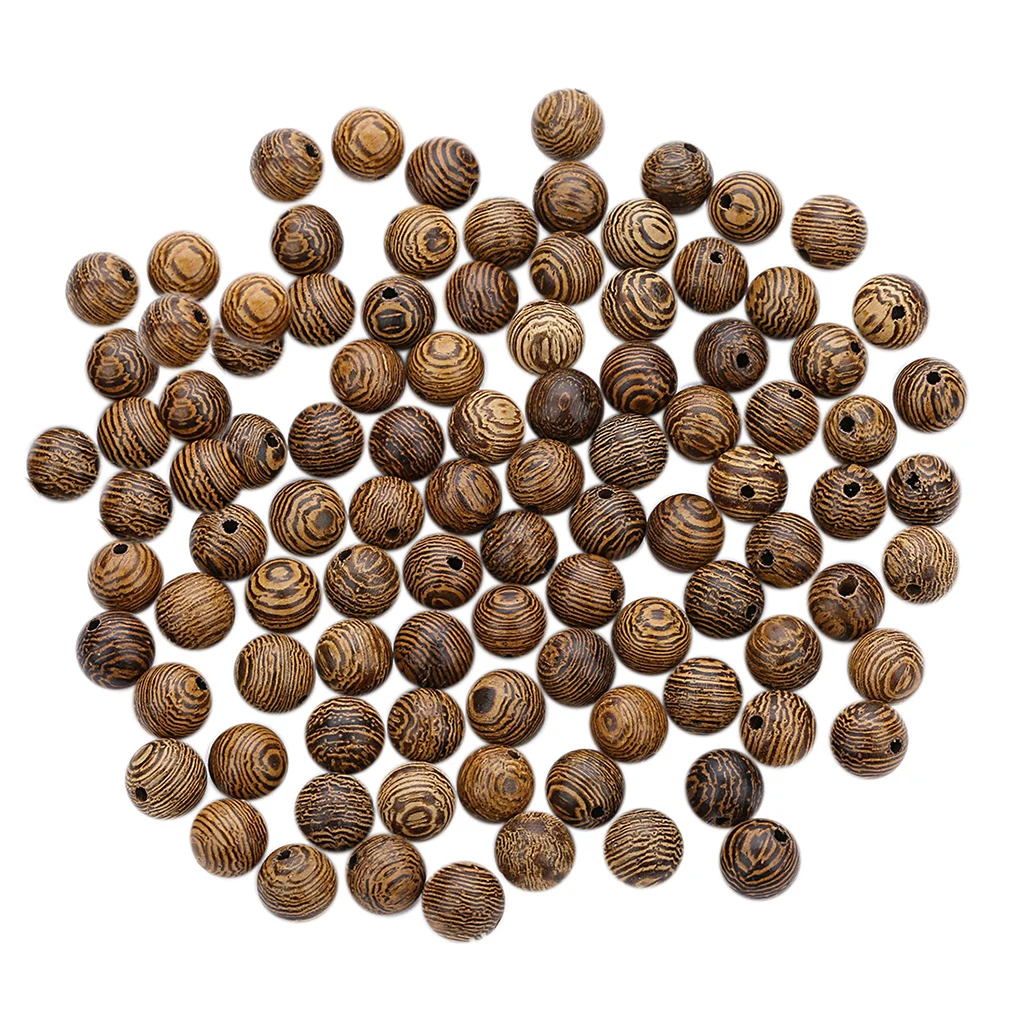 100x Natural Wood Grain Pattern Unpainted Round Wooden Beads 100pcs Bulk Sale For DIY Jewelry | Украшения и аксессуары