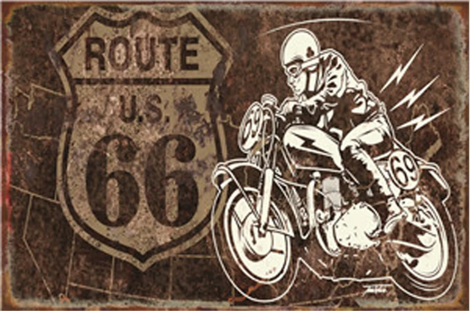 Route 66 металлическая пластина с винтажным рисунком оловянные знаки настенные плакаты Наклейки пластины живопись бар клуб паб домашний декор настенные 1001(905