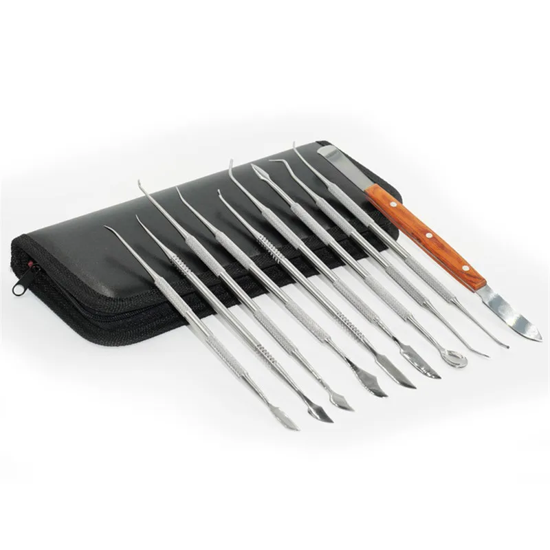 10pcs Teeth Scraper Waxing Carving Kit Dental Lab Tools Equipment Oral Hygiene Instruments Care with Case | Красота и здоровье