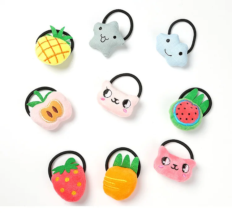 50 шт./лот Корея милашка фрукты животные плюш хлопок ремешки для волос повязка на