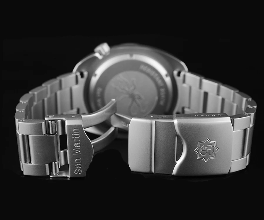 Lugyou San Martin Diver Мужские часы механические из нержавеющей стали Пескоструйный сапфир 20 АТМ водостойкий металлический браслет