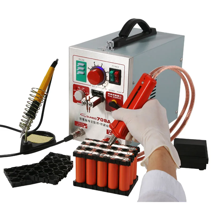 

SUNKKO 709A Pulse spot welder 1.9KW LED Pulse lith Battery Spot Welder Spot Welding Machine for 18650 battery pack Spot welding