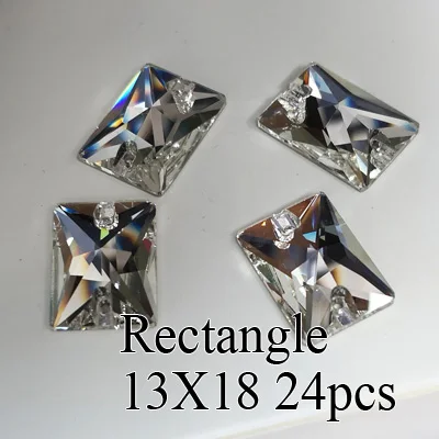 Rectangle 13X18 24pc Rivoli капля пришить кристально чистая СТРАЗА DIY 2 отверстия зеркало стразы стекло камень для пришивания Швейные Textil Стразы для одежды - Цвет: Rectangle 13X18 24pc