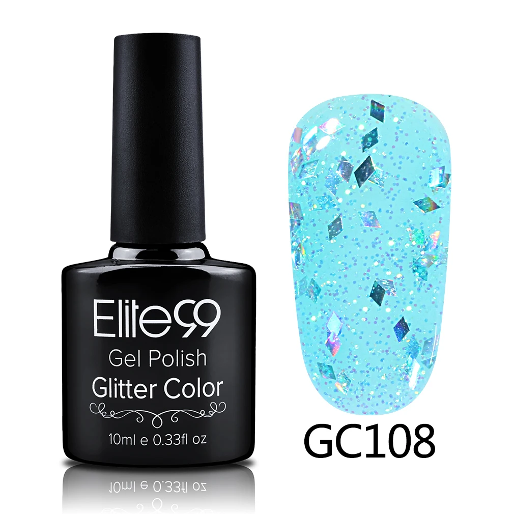 S-GC108 Elite99 10 мл Soak Off блёстки Блеск УФ гель лак Diamond для ногтей гель для ногтей с блестками красота направление Atr - Цвет: S-GC108