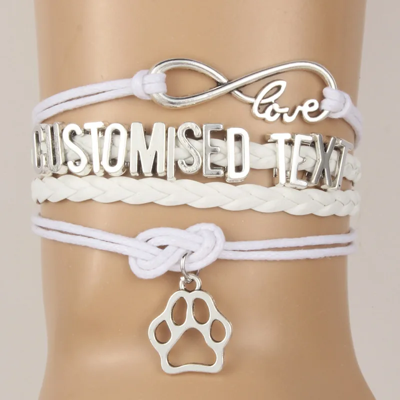 Бесконечность любовь настраиваемый текстовый браслет собака/кошка и т. Д.