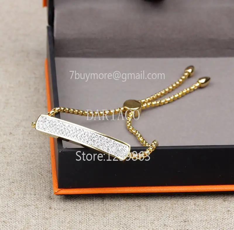 DASB187 FreeShipping steel bangles.luxury white Pave stone bracelets yellow gold fashion bangle trend elegant jewelry women | Украшения и