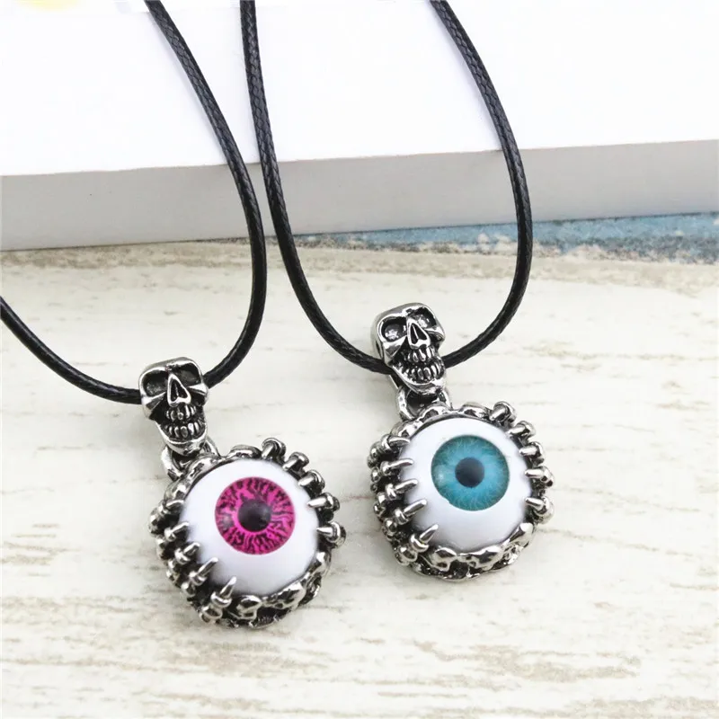 Новинка 2017 года Винтажные ожерелья Прохладный Череп глаз Подвески черный