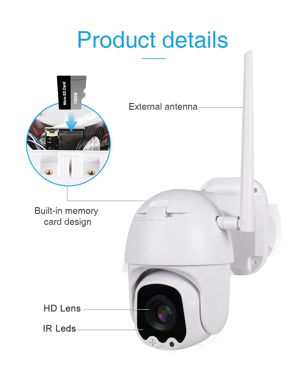 4X моторизованный зум Беспроводная PTZ IP Camara 1080P наружная Wifi камера безопасности ИК