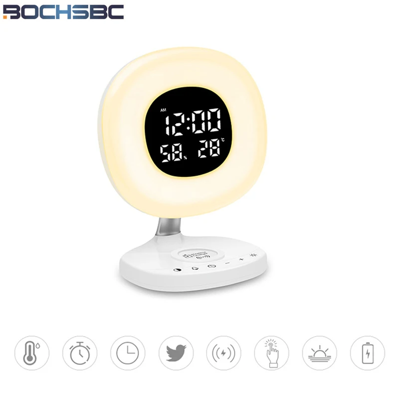 Настольная лампа BOCHSBC с беспроводным зарядным устройством освещение для спальни
