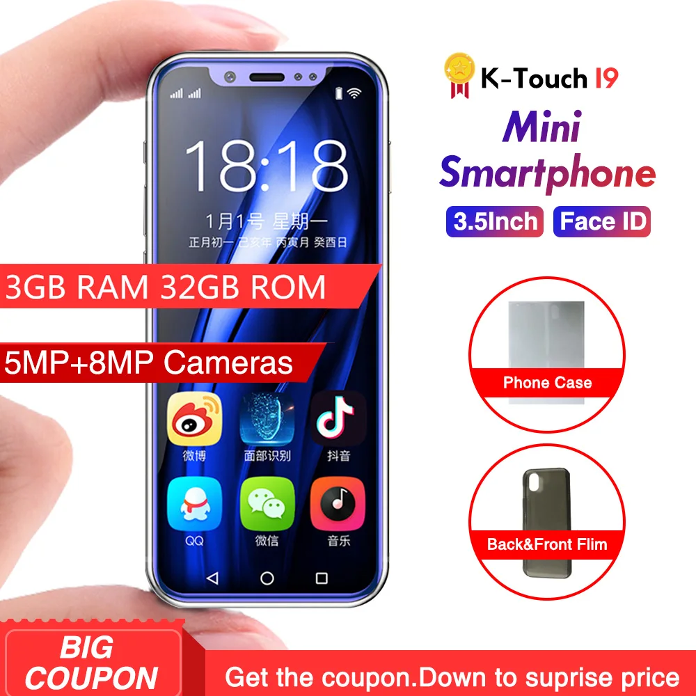 Маленький K TOUCH I9 4G мобильный телефон 3 ГБ 32 металлическая рамка Android 8 1 Лицо ID WiFi gps