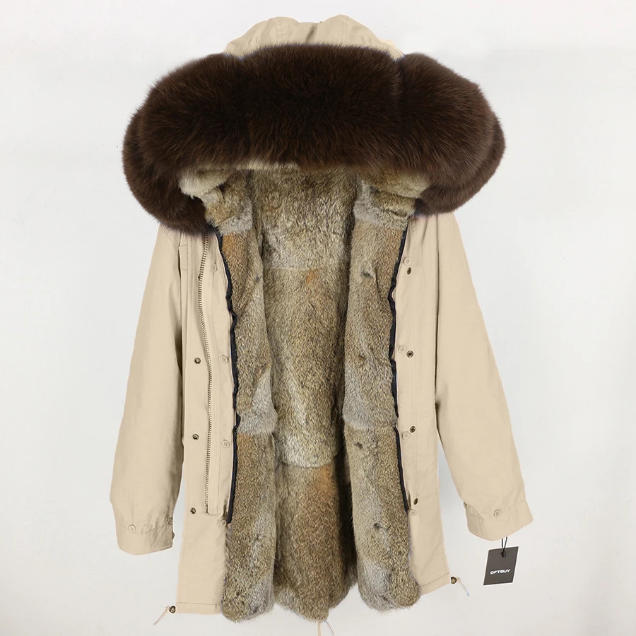 OFTBUY, зимняя женская куртка, длинная парка, Воротник из натурального Лисьего меха, капюшон, подкладка из натурального кроличьего меха, Толстая теплая парка, уличная Роскошная - Цвет: 14