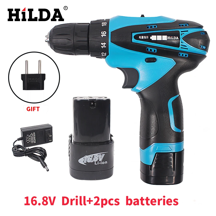 HILDA 12 V 16 8 электрическая дрель 2 скорости перезаряжаемая литиевая батарея