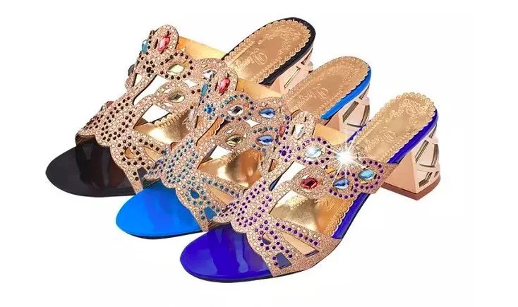 2017 new summer female diamond sandals women's shoes mouth cool slippers thick with hollow flat flip flop | Обувь