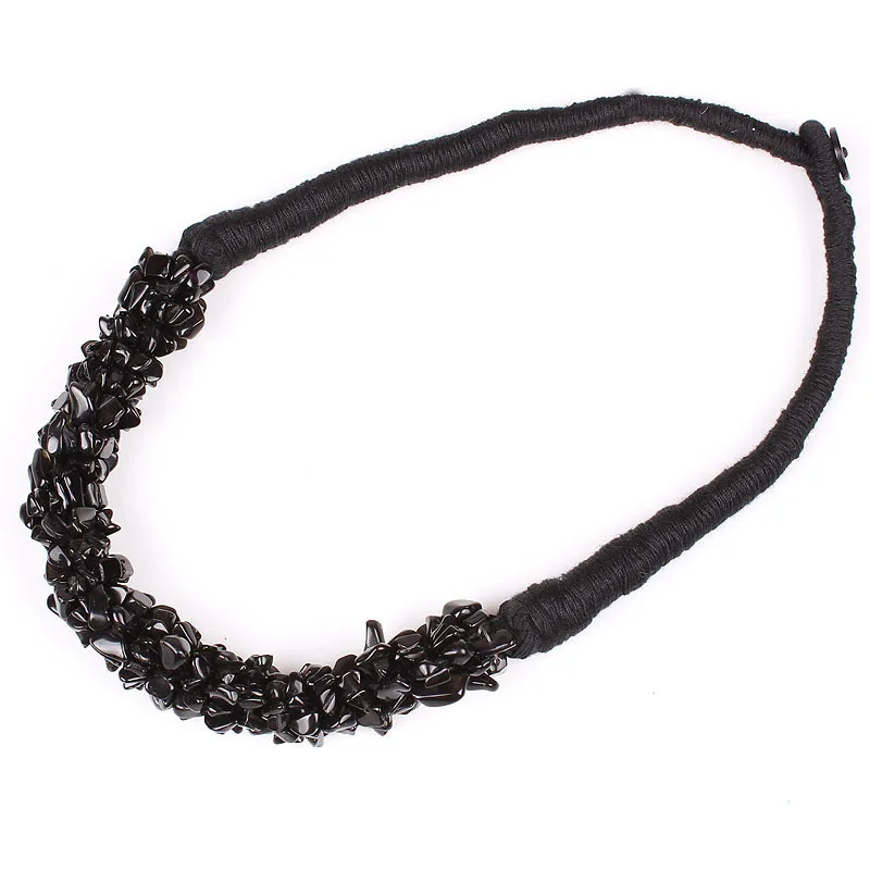 Ожерелье-чокер женское с камнями модное уникальное плетеное колье в богемном