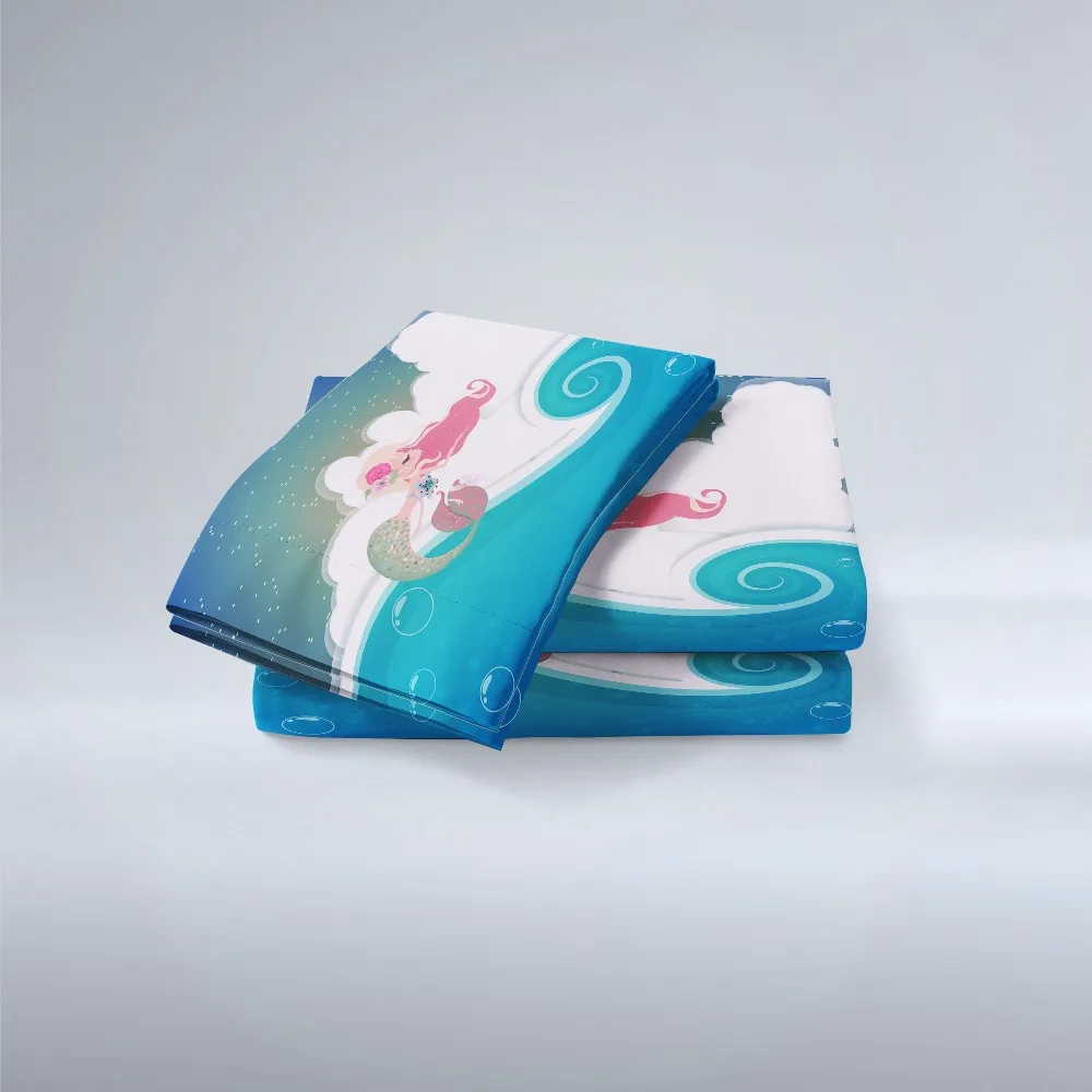 Детский комплект постельного белья для девочки с изображением русалки