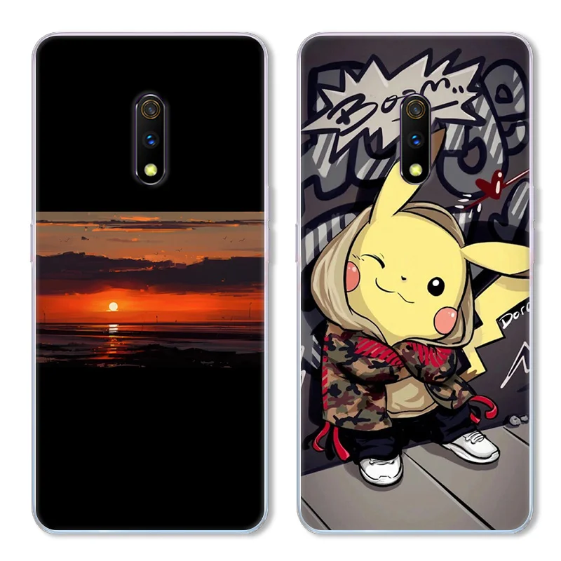 Cartoon Cat and Fish Case For OPPO Realme X TPU Painted Mobile Phone Shell Lovely Color Painting Case.17 Colors! |