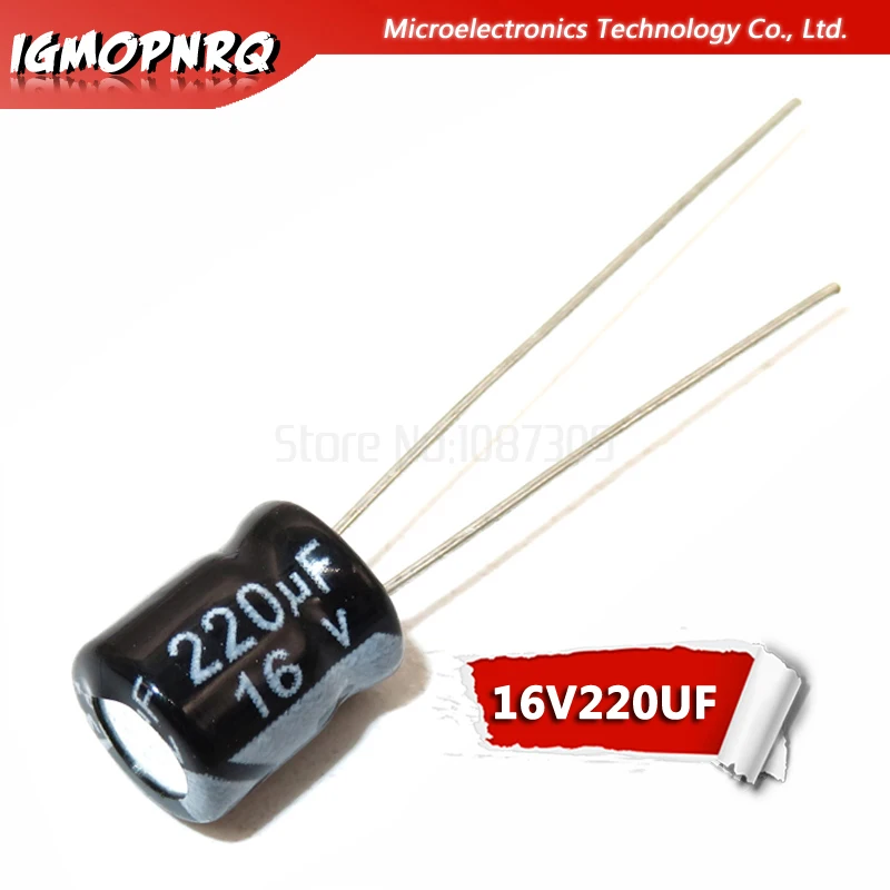 50 шт. 16V220UF 6*7 мм 220 мкФ 16V 6x7 Алюминий электролитические конденсаторы