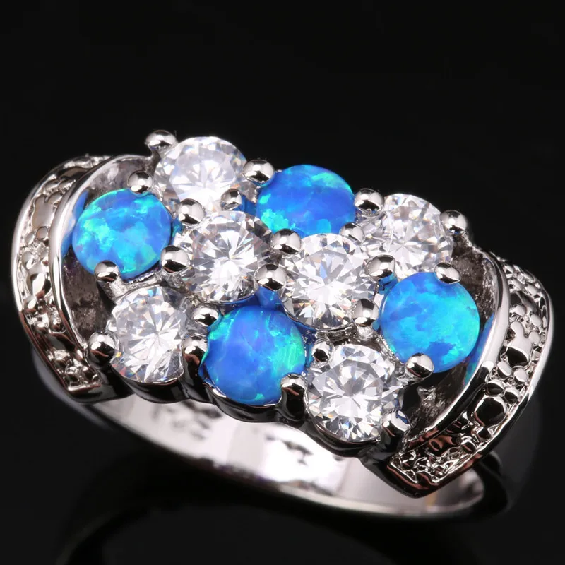 Горячая Распродажа голубой огненный опал и белые ювелирные изделия изящное