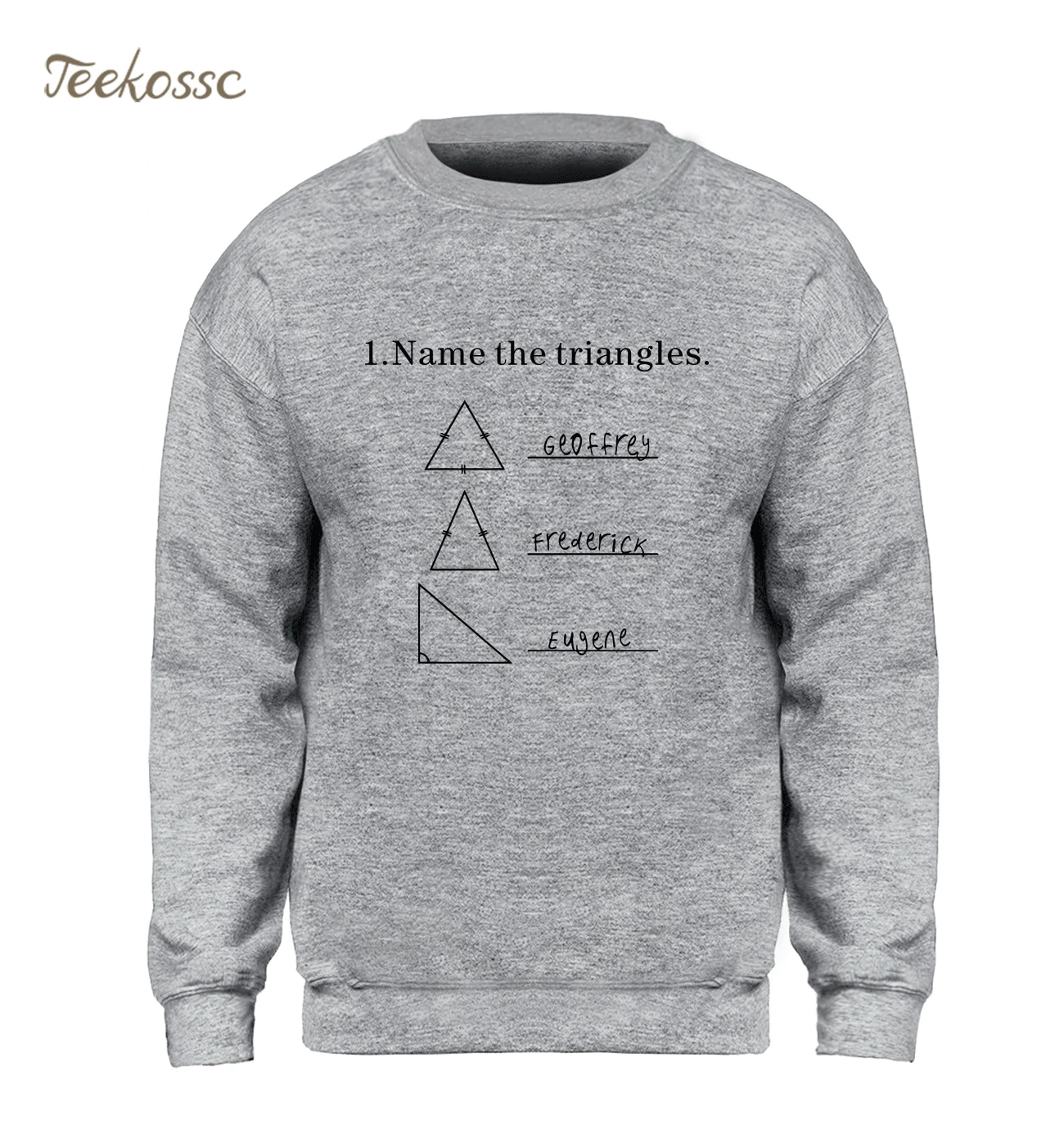 Мужская толстовка с надписью NAME The triangles серая I Love Math теплая флисовая на осень