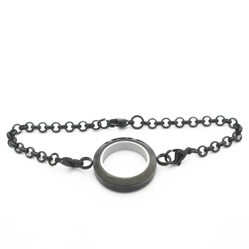 5 шт./лот черный закрученный браслет из нержавеющей стали с плавающим медальоном