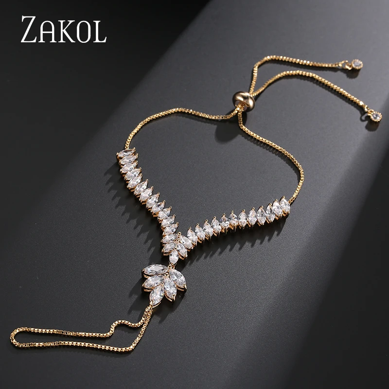 ZAKOL уникальные регулируемые кольцеобразные браслеты золотого цвета маркиза