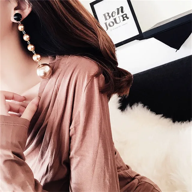 Женские длинные висячие серьги с коричневым жемчугом | Украшения и аксессуары