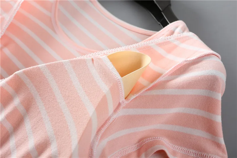 Fdfklak Summer New Modal Woman Short Sleeve Striped T-Shirt Blouse Pregnancy Clothes Maternity Tops Breast Feeding Clothes F332 enlarge