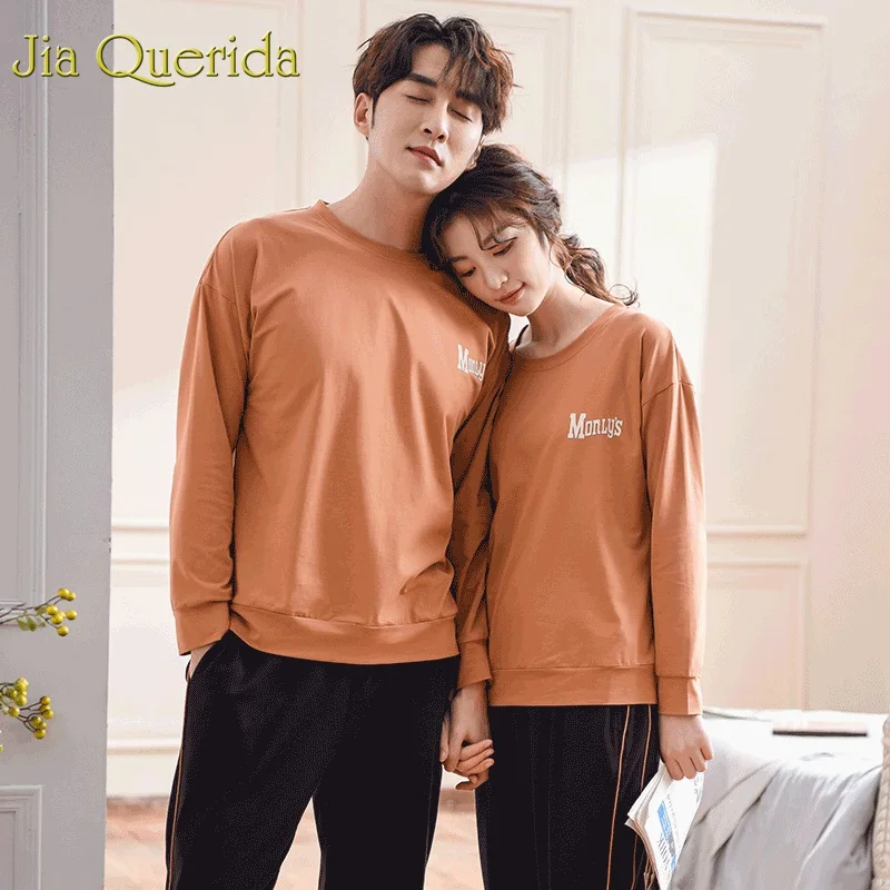J & Q/одинаковые пижамы для пар Новинка 2019 года Модная одежда сна домашняя из 100%