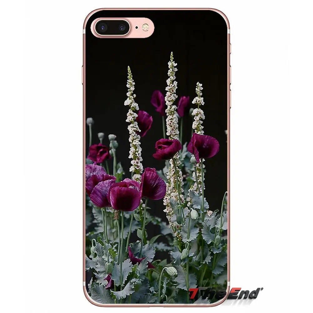 Красный Маки васильки Силиконовый ТПУ чехол для iPhone X 4 4S 5 5S 5C SE 6 6S 7 8 Plus Samsung Galaxy J1 J3