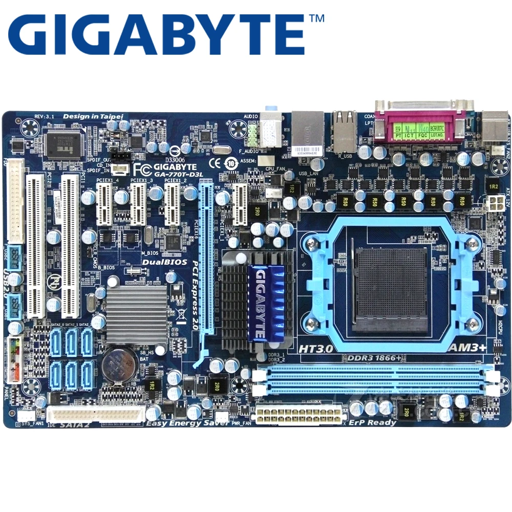 GIGABYTE GA 770T D3L настольная материнская плата 770 Socket AM3 DDR3 8G для Phenom II Athlon ATX