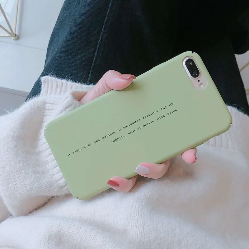 Japanese matcha tea green Simple letter Retro phone case for coque iPhone 7 plus 8 6s matte iphone cover X XR XS | Мобильные