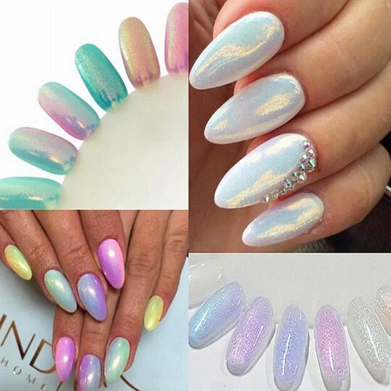 

2020 10g/Pack Brand New Mermaid Effect Nail Glitter Powder Nail Art Decoration Magic Shimmer Powder Chrome Acrylic Dust Manicure