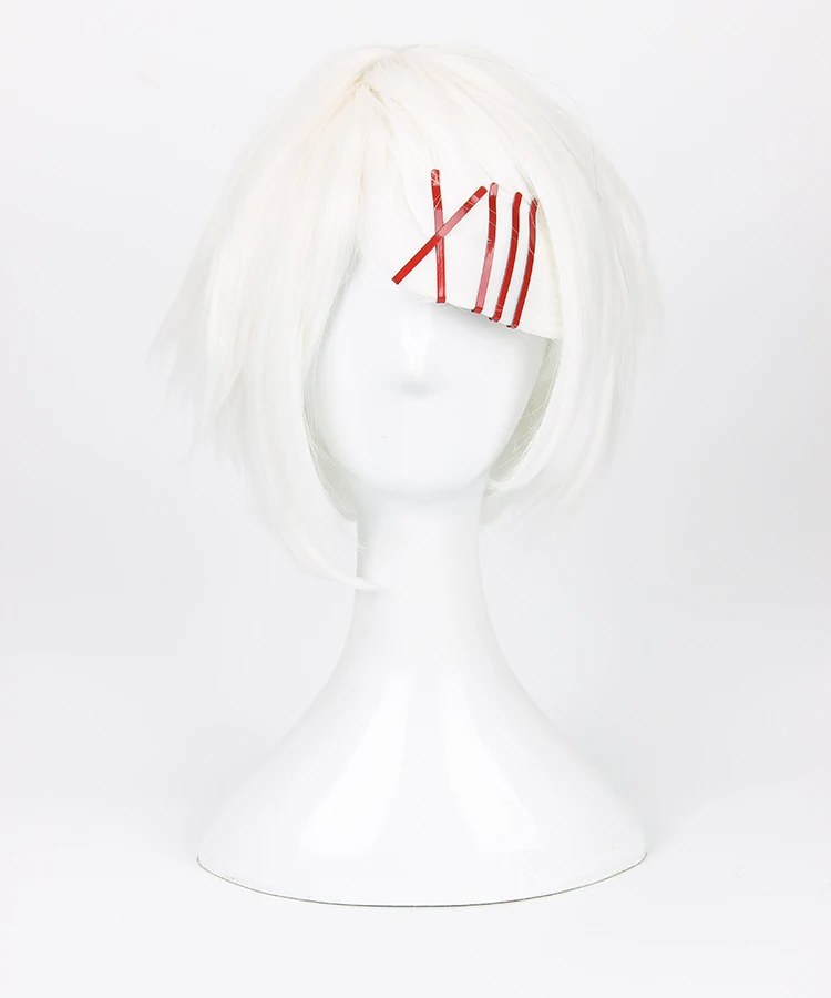 Wig and 5 hairpins Короткие белые термостойкие волосы для косплея, косплей костюм, парик+ 5 красных заколок - Цвет: Wig and 5 hairpins
