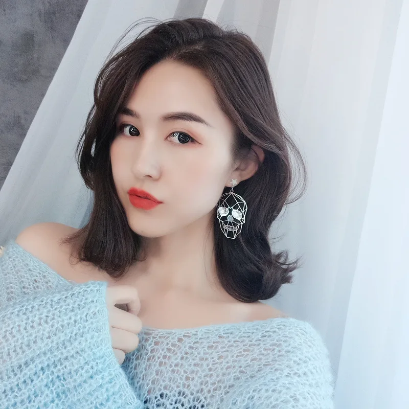 Lidavi корейские дикие в стиле хип хоп ретро панк с черепом металлические серьги