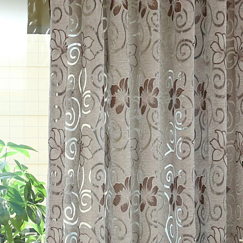 Brown NAPEARL 1 шт. Короткая занавеска Цветочный Двойной Жаккард Современная капля для кухни гостиной окна элегантная панель нить ткань лента - Цвет: Brown
