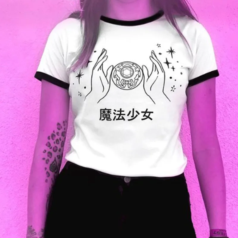 

Womens Chic Female Tshirt Sexy Tops Girl Chic Tee Shirt Gothic Women Mouth T-shirts Streetwear Tee Rose Print Love Top